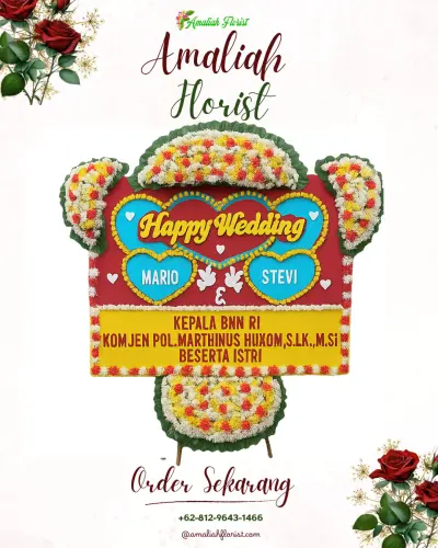 Karangan Papan Bunga Pernikahan di Aie Pacah